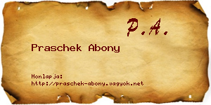 Praschek Abony névjegykártya